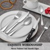 BRINJOY 24-Piece Stainless Steel Silverware Set - Mirror Polished Cutlery Set with Steak Knives for 4, Dishwasher Safe - 4 of 4