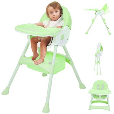 Napei 6- in -1 Baby High Chair with 5 -Point Safety Harness and Adjustable Dining Tray,Foldable High Chair for Space-Saving-Teal