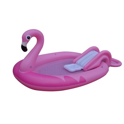 Pink Flamingo Inflatable Kiddie Pool with Slide and Sprayer