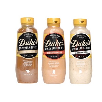 Duke's Southern Sauces - Alabama White BBQ, Carolina Gold BBQ, and Mississippi Comeback Sauce. (1 of Each)