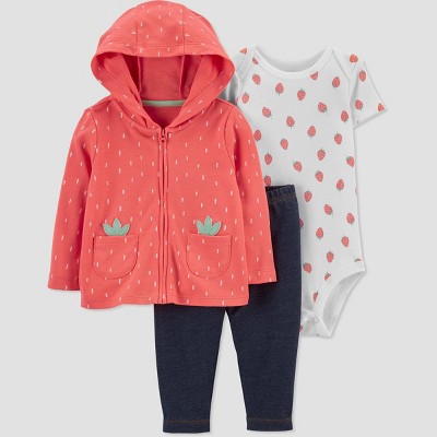 Baby Girls' Strawberry Top & Bottom Set - Just One You® made by carter's Coral Newborn