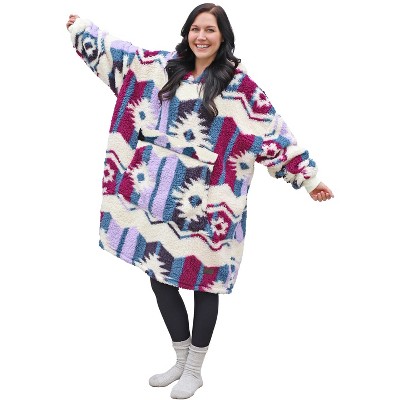 Women's Fuzzy Cozy Fleece Blanket Hoodie Sweatshirt, Super Soft Suggly Wearable Blanket Hoodie Woman, Gift for Her Him - Catalonia