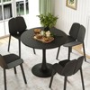 GlasFlength Coffee Tables Pedestal Leisure, Round Side Table, for Living Room Bedroom and Balcony, Minimalist Elegance，Black，31.5"*31.5"*28.74" - 4 of 4