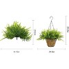 2-Pack Artificial Outdoor Hanging Fern Faux with Basket, Outdoor Artificial Plants, Greenery UV Resistant Plastic Plants for Home, Garden,Porch, Yard - 2 of 4