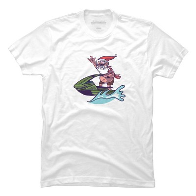 Men's Design By Humans Christmas Cartoon Santa Riding A Jet Ski By rasok T-Shirt