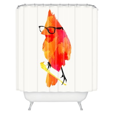 Punk Bird Shower Curtain Tangerine - Deny Designs