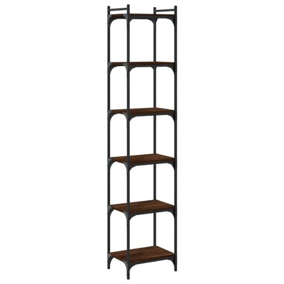 vidaXL Bookcase Storage Bookshelf Display Book Cabinet Engineered Wood - Brown Oak 15.7" Width 74" Height