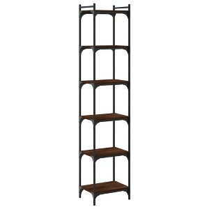 vidaXL Bookcase Storage Bookshelf Display Book Cabinet Engineered Wood - Brown Oak 15.7" Width 74" Height - 1 of 4