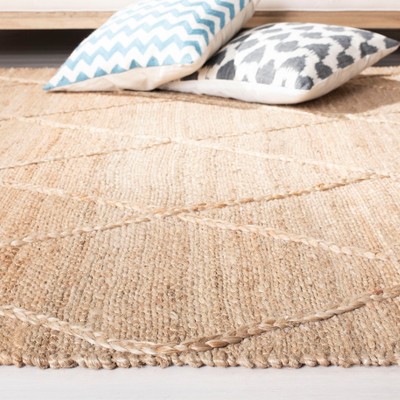 Hand-Knotted Natural Jute 4' Square Non-Slip Area Rug