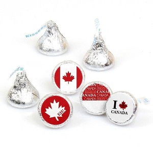 Big Dot of Happiness Canada Day Party Round Candy Sticker Favors - Labels Fits Chocolate Candy (1 sheet of 108) - 1 of 4