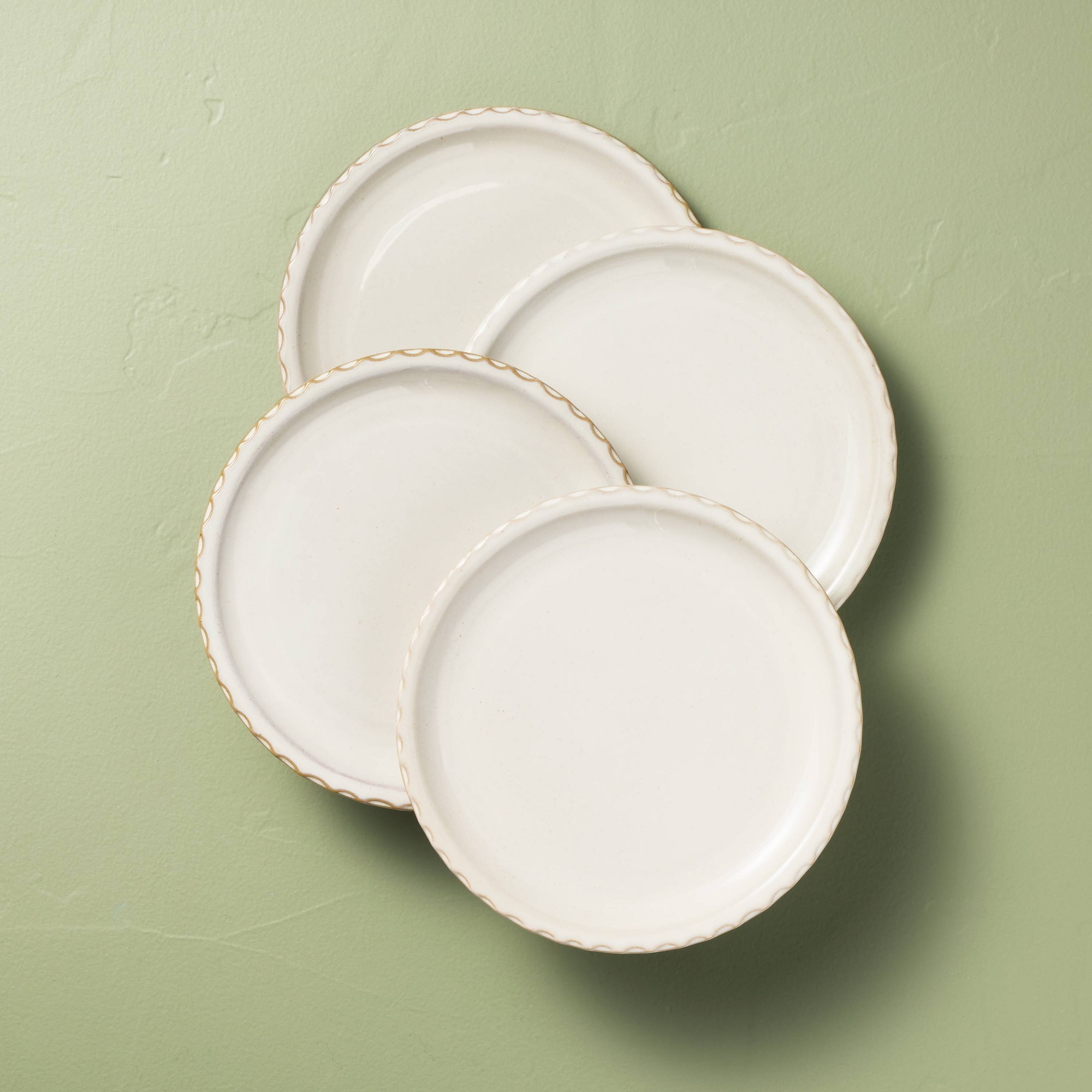 Set of 4 10.5" Pinched Edge Dinner Plates Sour Cream - Hearth & Hand™ with Magnolia
