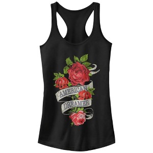Juniors Womens Lost Gods American Dreamer Roses Racerback Tank Top - 1 of 4
