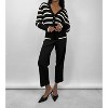 Women's Striped V Neck Knit Cardigan - beige botany - 2 of 4