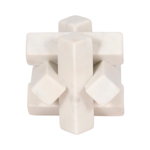 Decorative Object Stone Marble Interlocking Design, Modern Glam Accent for Home, Office, Bedroom, and Living Room Display - 4" White - 1 of 4