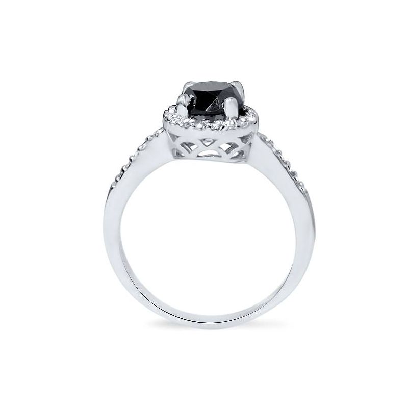Pompeii3 1 3/4ct Treated Black & White Diamond Halo Engagement Ring 14K White Gold, 3 of 5