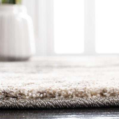Gray and Cream Abstract Synthetic Runner Rug, 2'3" x 9'