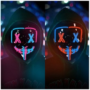 Garvee 2Pack Light up Mask LED Mask-Scary Masks, Glow Neon Mask Costume Mask with 3 Lighting Modes - 1 of 4
