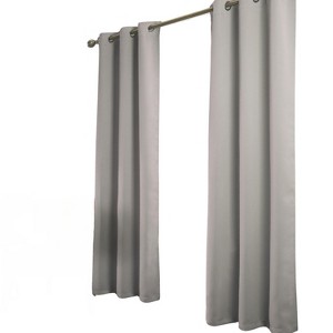 RT Designer Collection Anchorage 2 Pack Blackout Grommet Luxurious Modern Design Curtain Panel Pair 36" x 84" Silver - 1 of 4
