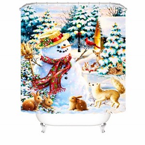 Cute Snowman Shower Curtains for Bathroom Waterproof Fabric Bath Curtain Durable Soft Stylish Bathroom Decor 72x72 Inch - 1 of 1
