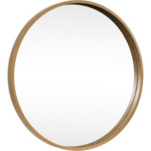 24 Inch Round Wood Mirror, Natural Circle Wall Mirror for Bathroom, Living Room and Bedroom Decor - 1 of 4