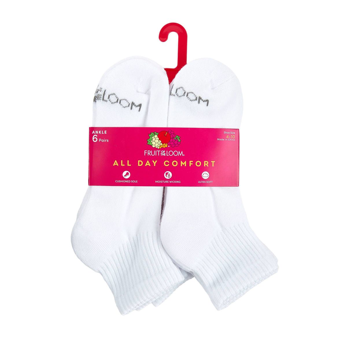 Fruit of the Loom Women's Cushioned 6pk Ankle Athletic Socks 4-10 - thumbnail 9