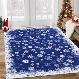 Christmas Snowflake Rugs for Living Room Non-Slip Holiday Christmas Floor Mat - 1 of 4