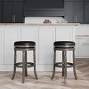 FURNIinspire Counter And Bar Stools Modern Simple Bar Chair, Bar Stool With Black Leather Seat For Restaurant, Bar, Dining Room, Gray, 17"*17"*30" - 2 of 4