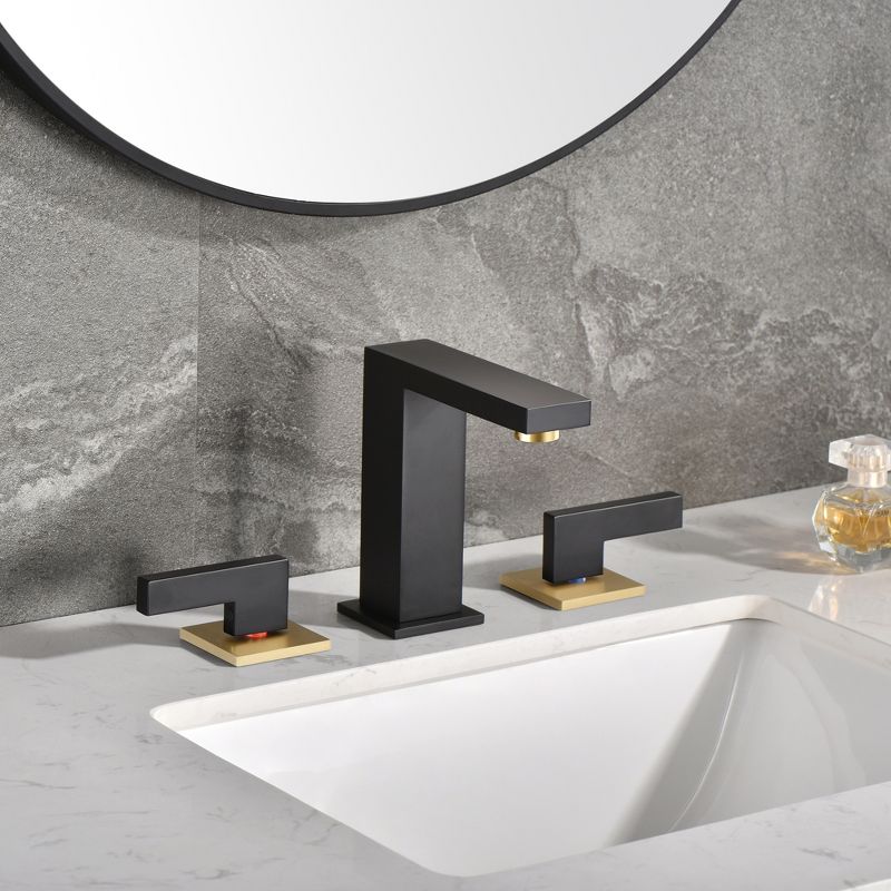 Sumerain Widespread 8 inch Bathroom Faucet, 3 Hole Black and Gold Bathroom Sink Faucet, 6 of 12