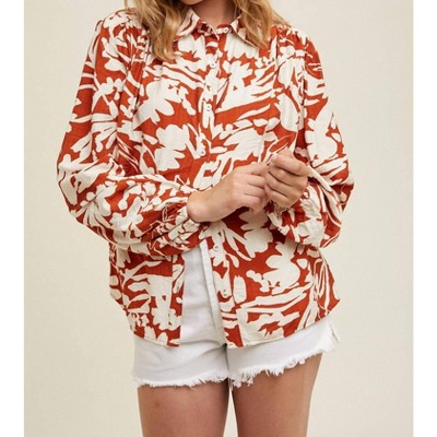 Women's Floral Button Up Blouse - WISHLIST