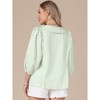 INSPIRE CHIC Women's Button Down Striped Dressy Casual Turndown Collar 3/4 Puff Sleeve Babydoll - 3 of 4