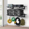 Acekool Garage Wall Shelving with Hooks, 3.87' x 2' Wall-Mounted Storage Shelves, Holds Up to 200 lbs Each, 2 Pack, Black - 2 of 4
