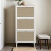 Freestanding Shoe Storage Cabinet with Rattan 3 Door Shoe Rack - Leovsnove - 2 of 4