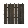 Cesicia Interlocking Deck Tiles Striped Pattern, 12" x 12" Dark Brown Square Acacia Hardwood Outdoor Flooring for Patio, Bancony, Pool Side - 2 of 4
