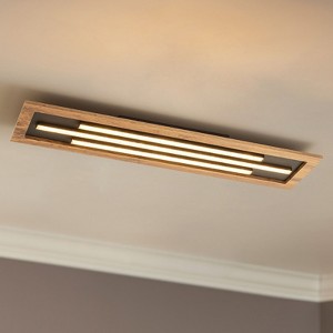 Rennnsan Cravelle 31"W Rectangle Wooden Farmhouse LED Dimmable Flush Mount in Black - 1 of 4