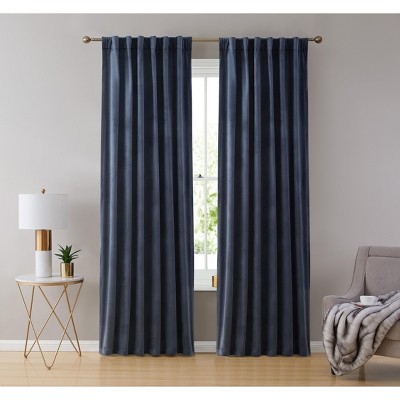 HLC.ME Lopez Velvet Premium Soft Light Filtering Back Tab Rod Pocket Window Treatment Curtain Panels - Set of 2