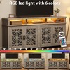 80 inch Mid-Century Modern TV Stand with LED Lights - Glass Door Entertainment Center, Ash Grey Media Console for Living Room - 4 of 4