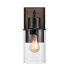 Globe Electric 1-Light Matte Black and Faux Wood Outdoor Wall Sconce with Clear Glass Shade: Weather-Resistant, ETL Listed, Easy Install - 2 of 4