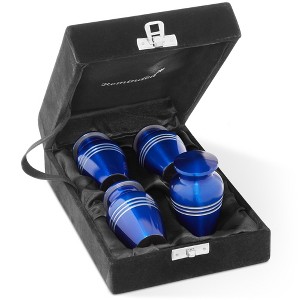 Reminded  Small Cremation Keepsake Urns for Human Ashes, Stripe Miniature Urn Set with Velvet Case and Bags - 1 of 4