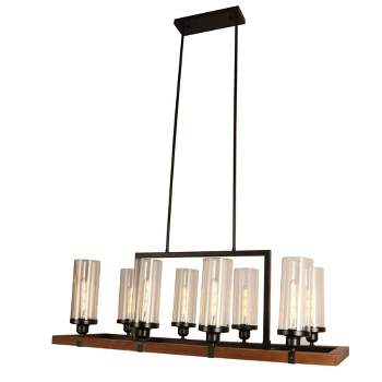 42" x 14" x 35" Baneli Kitchen Island Chandelier with Clear Glass Shade Black - Warehouse Of Tiffany