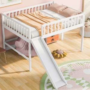 Twin Over Full Bunk Bed with Built-in Desk and Three Drawers - 1 of 4