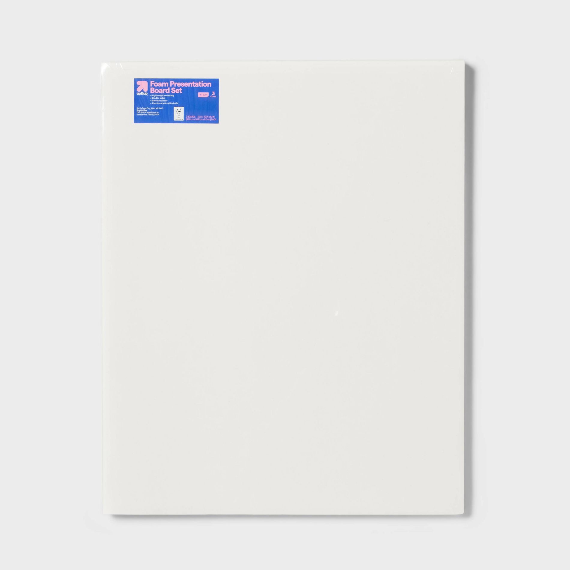 16"x20" 3pk Foam Presentation Board White - up&up™: Poster Display Boards, Paper & EPS Material, 0.71" Thick