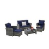 6 Piece Wicker Patio Furniture Sets with Ottoman and Tempered Glass Coffee Table - 4 of 4