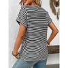 Women's V-Neck Stripe T-Shirt - Relaxed Fit Short Sleeve Top - 2 of 4
