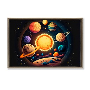 Stupell Industries Round Cosmic Solar System Floating Frame Canvas Art - 1 of 4