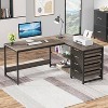 LITTLE TREE 59" Reversible L Shaped Corner Desk with Storage Drawers Gray - image 2 of 4