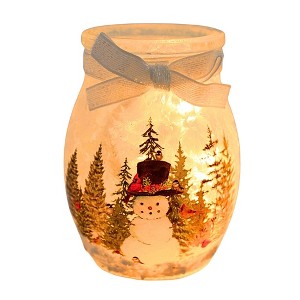 Stony Creek 4.0 Inch Forest Snowman Pre-Lit Small Jar Christmas Lighted Glass Accent , Christmas Decor Winter Christmas Snowman Scene (1PC) - 1 of 4