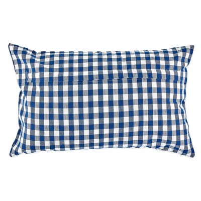 Navy and Off-White Cotton Gingham Pillow Covers Set of 4