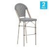 Flash Furniture Marseille Set of 2 Stackable Indoor/Outdoor Bistro 30" High Barstools, Commercial Grade - 2 of 4