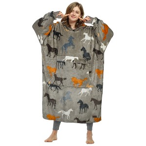 Catalonia Womens' Full Body Oversized Blanket Hoodie Sweatshirt, Extra Long Wearable Fleece Pullover, Gift for Women Wife Girlfriend - 1 of 4