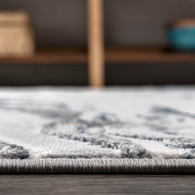 Abstract Swirl Marbled 4' x 6' Gray Synthetic Area Rug